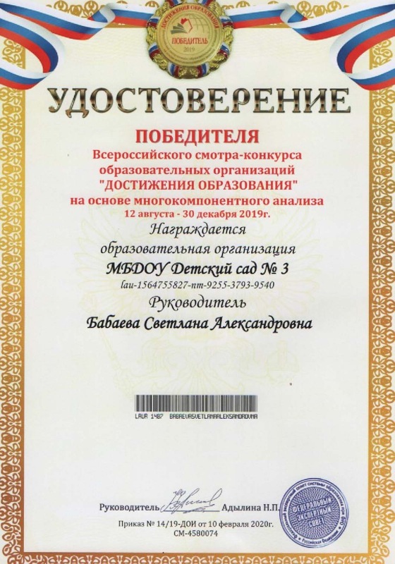 Достижение «Лебёдушки», 2020